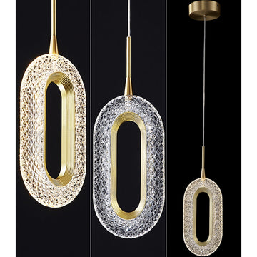 Gold Ring Pendant Light 1-Light LED Lighting with Adjustable Cable